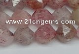 CNG7257 15.5 inches 10mm faceted nuggets strawberry quartz beads