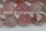 CNG7258 15.5 inches 12mm faceted nuggets strawberry quartz beads