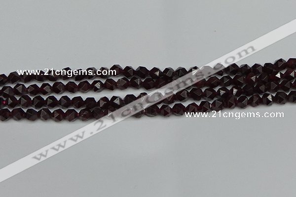 CNG7275 15.5 inches 6mm faceted nuggets red garnet beads