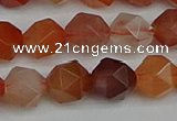 CNG7282 15.5 inches 10mm faceted nuggets red rabbit hair quartz beads