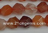 CNG7283 15.5 inches 12mm faceted nuggets red rabbit hair quartz beads