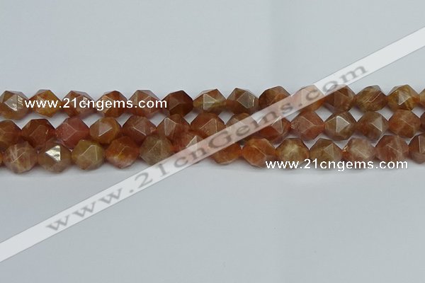 CNG7297 15.5 inches 10mm faceted nuggets sunstone beads