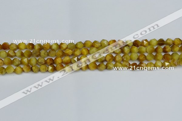 CNG7305 15.5 inches 6mm faceted nuggets golden tiger eye beads