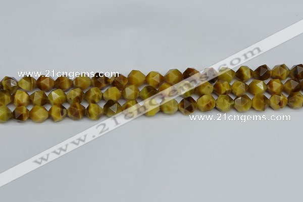 CNG7306 15.5 inches 8mm faceted nuggets golden tiger eye beads