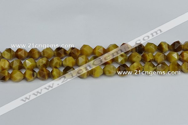 CNG7307 15.5 inches 10mm faceted nuggets golden tiger eye beads