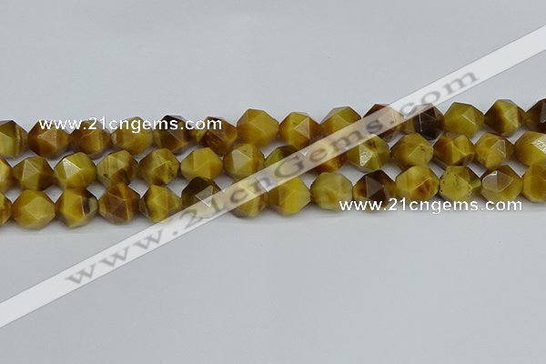 CNG7308 15.5 inches 12mm faceted nuggets golden tiger eye beads