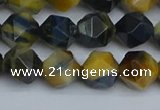 CNG7312 15.5 inches 10mm faceted nuggets golden & blue tiger eye beads