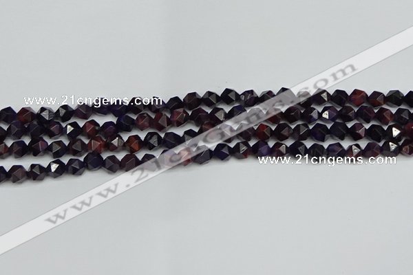 CNG7315 15.5 inches 6mm faceted nuggets purple tiger eye beads