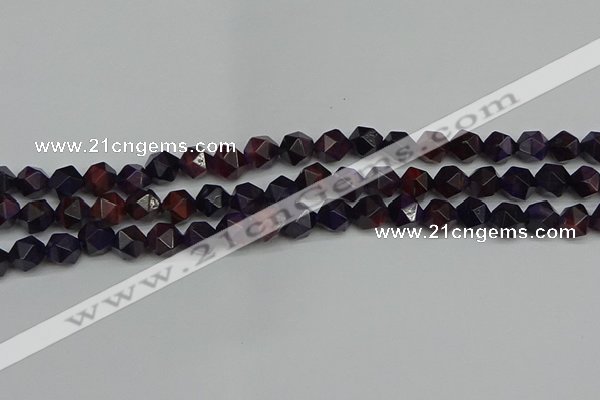 CNG7316 15.5 inches 8mm faceted nuggets purple tiger eye beads