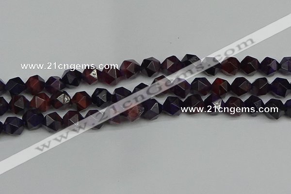 CNG7317 15.5 inches 10mm faceted nuggets purple tiger eye beads