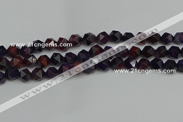 CNG7318 15.5 inches 12mm faceted nuggets purple tiger eye beads