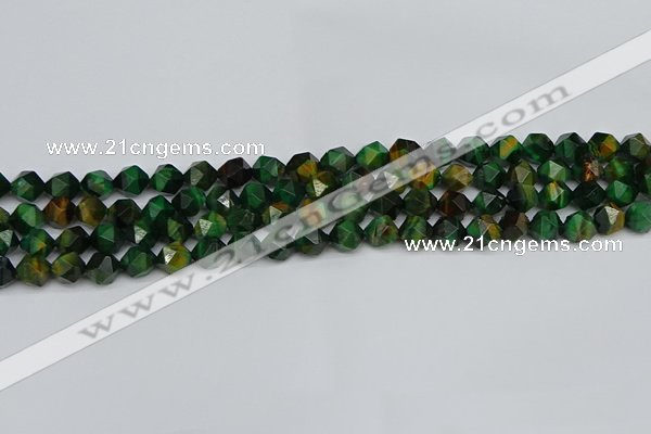 CNG7325 15.5 inches 6mm faceted nuggets green tiger eye beads