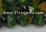 CNG7328 15.5 inches 12mm faceted nuggets green tiger eye beads