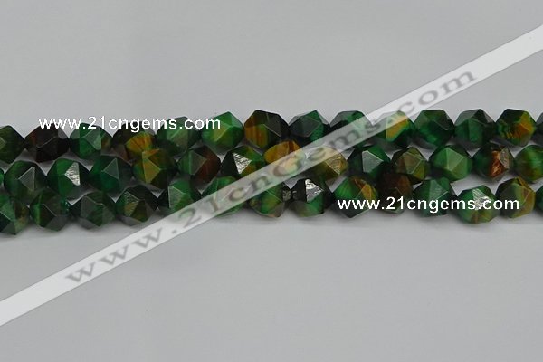 CNG7328 15.5 inches 12mm faceted nuggets green tiger eye beads