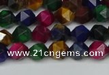 CNG7330 15.5 inches 6mm faceted nuggets mixed tiger eye beads