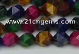 CNG7331 15.5 inches 8mm faceted nuggets mixed tiger eye beads