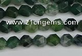 CNG7335 15.5 inches 6mm faceted nuggets moss agate beads