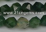 CNG7338 15.5 inches 12mm faceted nuggets moss agate beads