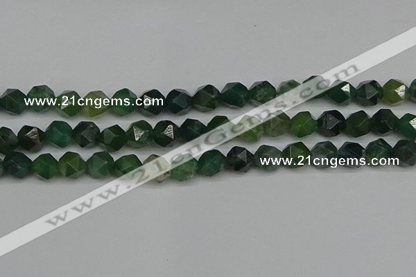 CNG7338 15.5 inches 12mm faceted nuggets moss agate beads