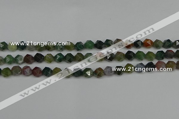 CNG7341 15.5 inches 8mm faceted nuggets Indian agate beads