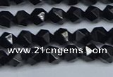 CNG7350 15.5 inches 6mm faceted nuggets Black agate beads