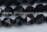 CNG7352 15.5 inches 10mm faceted nuggets Black agate beads