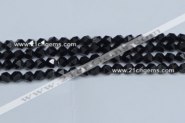 CNG7352 15.5 inches 10mm faceted nuggets Black agate beads