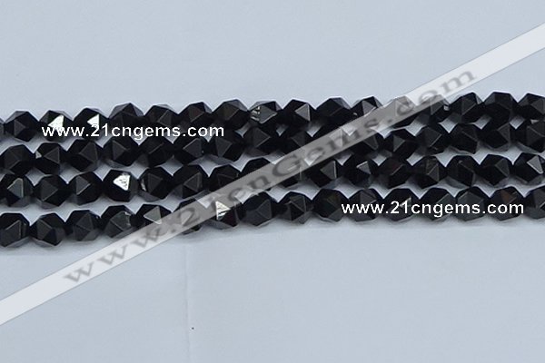 CNG7353 15.5 inches 12mm faceted nuggets Black agate beads