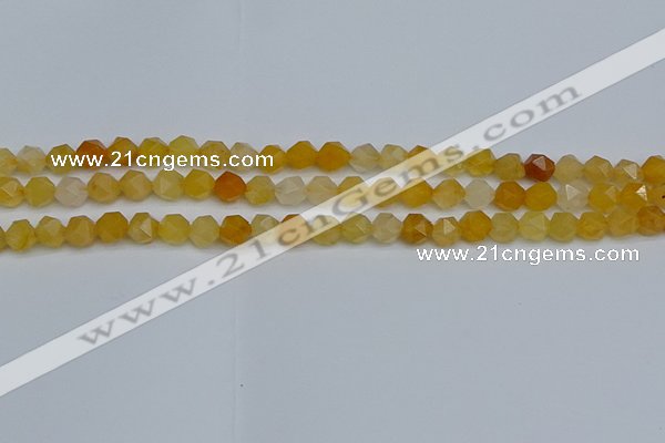 CNG7355 15.5 inches 6mm faceted nuggets yellow jade beads