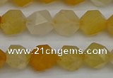 CNG7356 15.5 inches 8mm faceted nuggets yellow jade beads