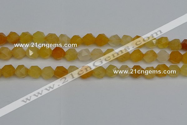 CNG7357 15.5 inches 10mm faceted nuggets yellow jade beads