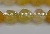 CNG7358 15.5 inches 12mm faceted nuggets yellow jade beads