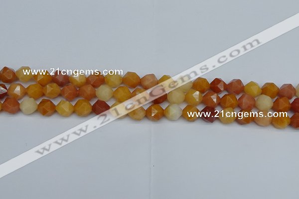 CNG7360 15.5 inches 6mm faceted nuggets yellow jade beads