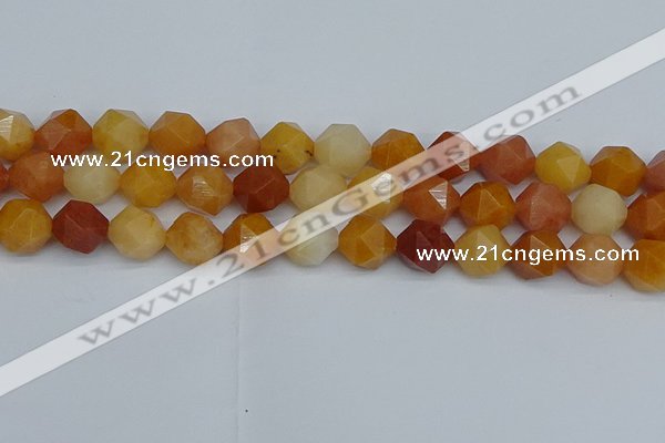 CNG7363 15.5 inches 12mm faceted nuggets yellow jade beads