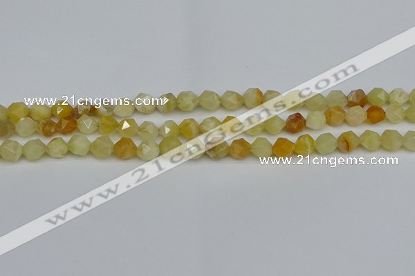 CNG7365 15.5 inches 6mm faceted nuggets yellow opal beads