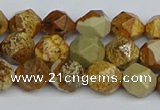 CNG7376 15.5 inches 8mm faceted nuggets picture jasper beads