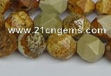 CNG7378 15.5 inches 12mm faceted nuggets picture jasper beads