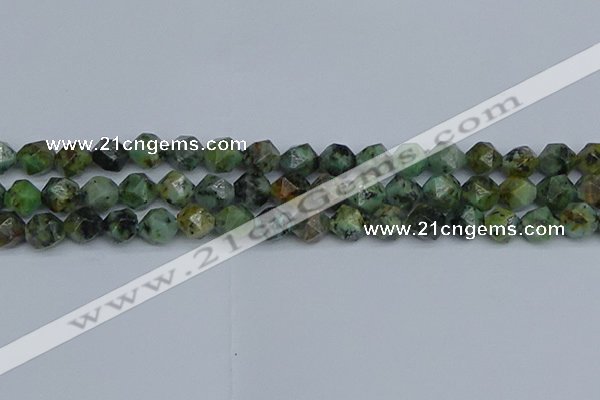 CNG7386 15.5 inches 8mm faceted nuggets African turquoise beads