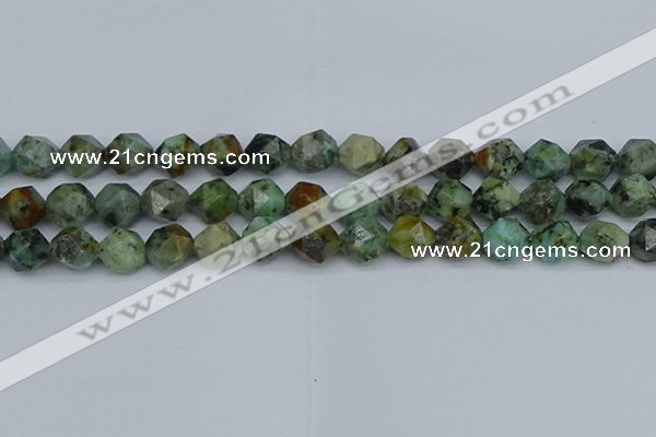 CNG7387 15.5 inches 10mm faceted nuggets African turquoise beads