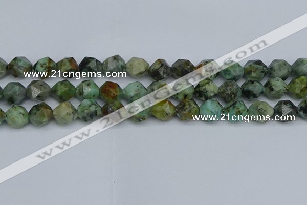 CNG7388 15.5 inches 12mm faceted nuggets African turquoise beads