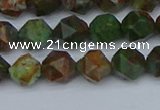 CNG7390 15.5 inches 6mm faceted nuggets green opal beads