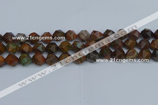 CNG7393 15.5 inches 12mm faceted nuggets green opal beads