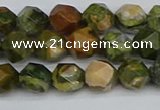 CNG7395 15.5 inches 6mm faceted nuggets rhyolite gemstone beads