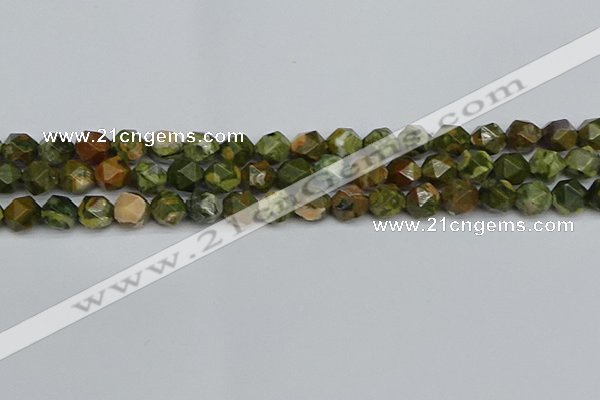 CNG7396 15.5 inches 8mm faceted nuggets rhyolite gemstone beads