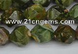 CNG7397 15.5 inches 10mm faceted nuggets rhyolite gemstone beads