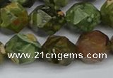 CNG7398 15.5 inches 12mm faceted nuggets rhyolite gemstone beads