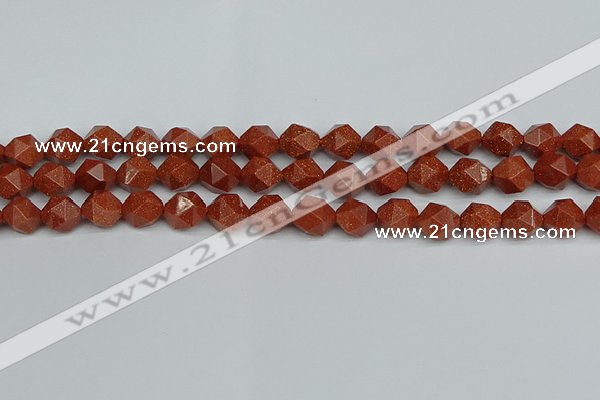 CNG7402 15.5 inches 10mm faceted nuggets goldstone beads