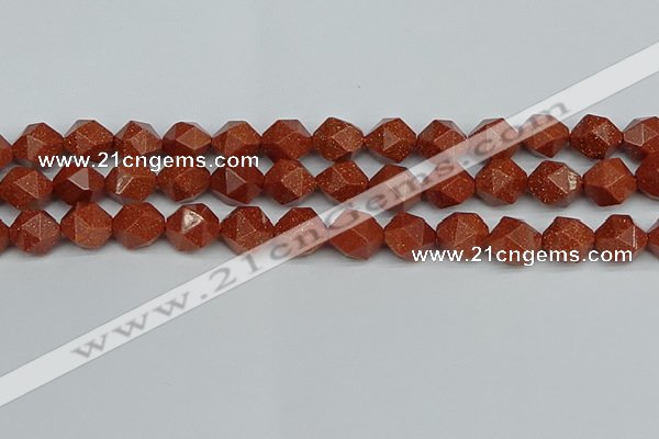 CNG7403 15.5 inches 12mm faceted nuggets goldstone beads