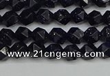 CNG7405 15.5 inches 6mm faceted nuggets blue goldstone beads