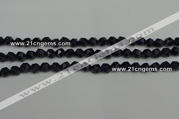 CNG7406 15.5 inches 8mm faceted nuggets blue goldstone beads